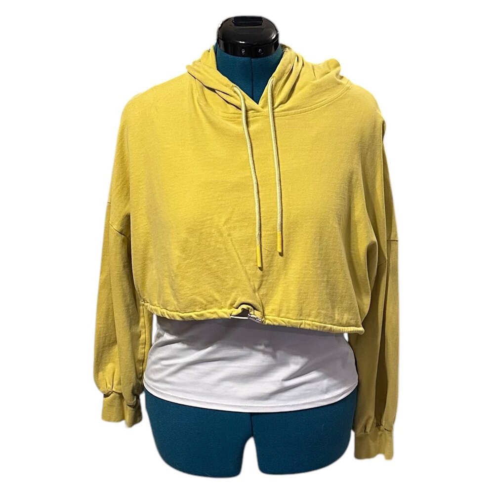 Amazhiyu Yellow Hoodie Crop Top